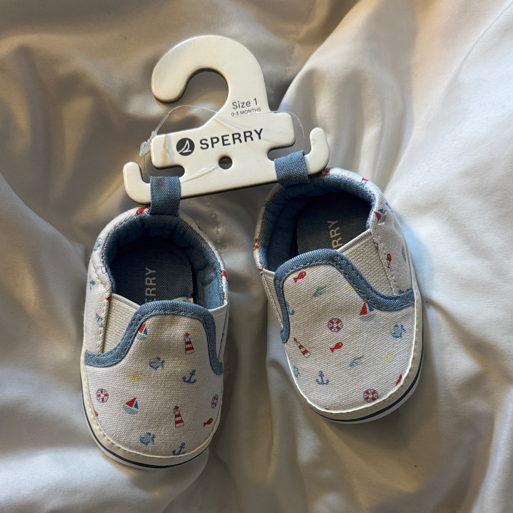Sperry Baby Nautical Slip-On Shoes - Blue and White